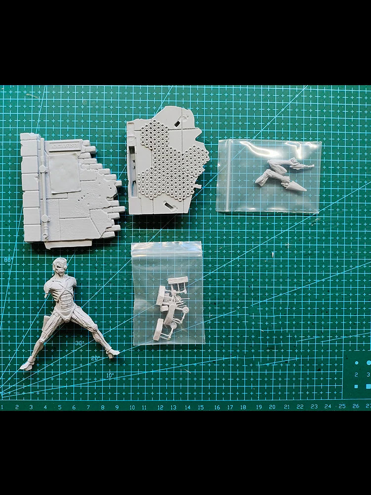 1/24 Purple-Armored Female Commando with Energy Rifle, Resin Model Figure Kit, Sci-Fi Theme, Unassembled and Unpainted