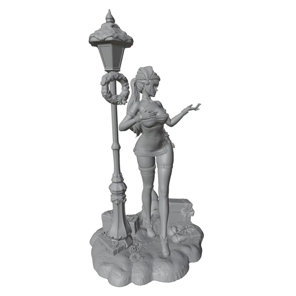 1/24 Glamorous Female with Street Lamp, Resin Model Figure Kit, Anime Theme, Unassembled and Unpainted