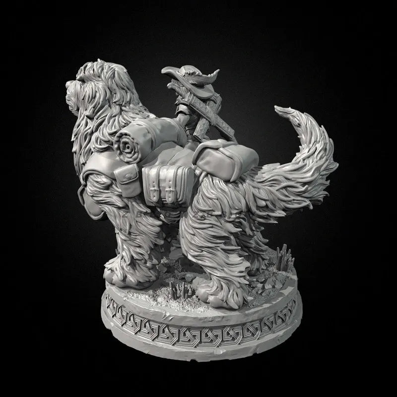 75mm Swordsman & Hunting Dog, 2 Figures, Resin Model Figure Kit, Fantasy Theme, Unassembled and Unpainted