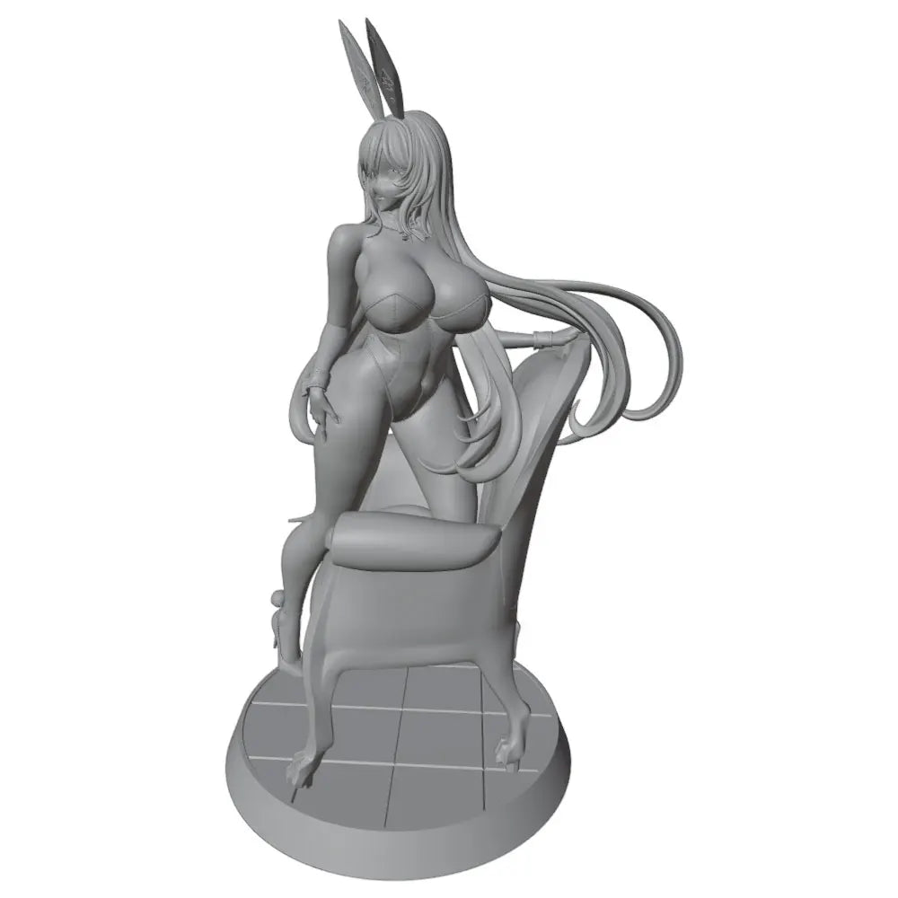 75mm Bunny Girl Reclining on Chair, Resin Model Figure Kit, Anime Theme, Unassembled and Unpainted