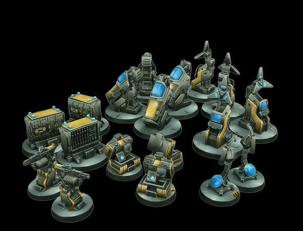 Power-Armored Infantry Squad in Blue, 18 Figures, Resin Model Figure Kit, Fantasy Theme, Unassembled and Unpainted