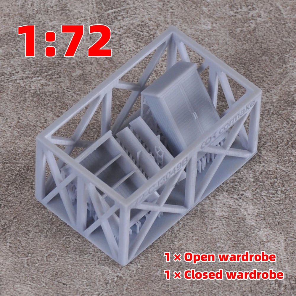 1/72 Tool Cabinet & Cupboard Set, Resin Model Accessory Kit, Historical Theme, Unpainted