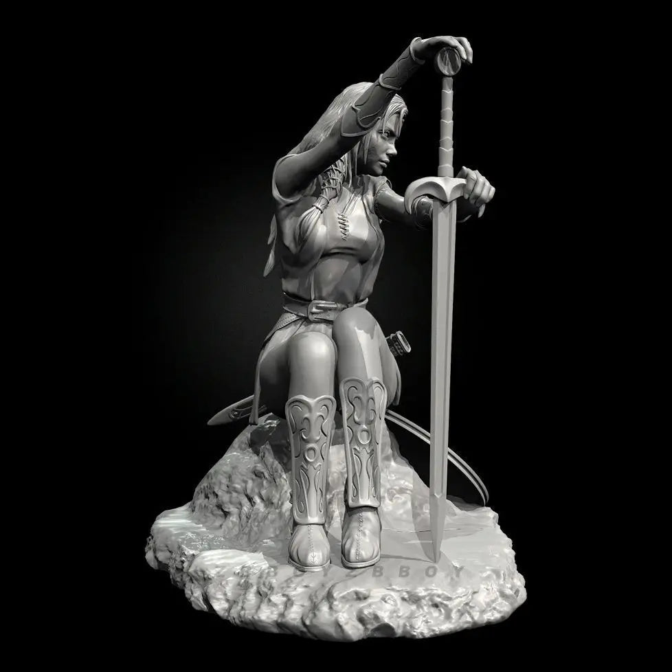 65mm Female Warrior Swordsman, Resin Model Figure Kit, Fantasy Theme, Unassembled and Unpainted