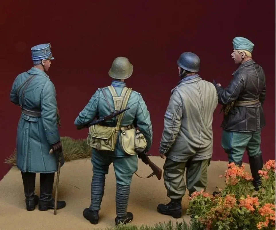 1/35 WWI Dutch Infantry Soldiers, 4 Figures, Resin Model Figure Kit, Unassembled and Unpainted