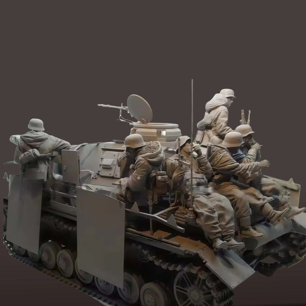 1/16 WWI Soldiers with Field Gun, 6 Figures, Resin Model Figure Kit, Unassembled and Unpainted