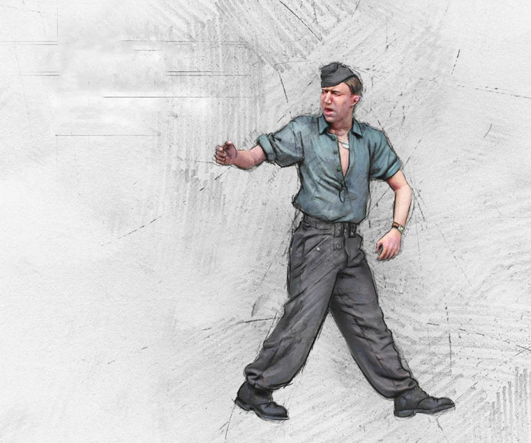 1/35 WWII German Officer Gesturing Orders, Resin Model Figure Kit, Unassembled and Unpainted