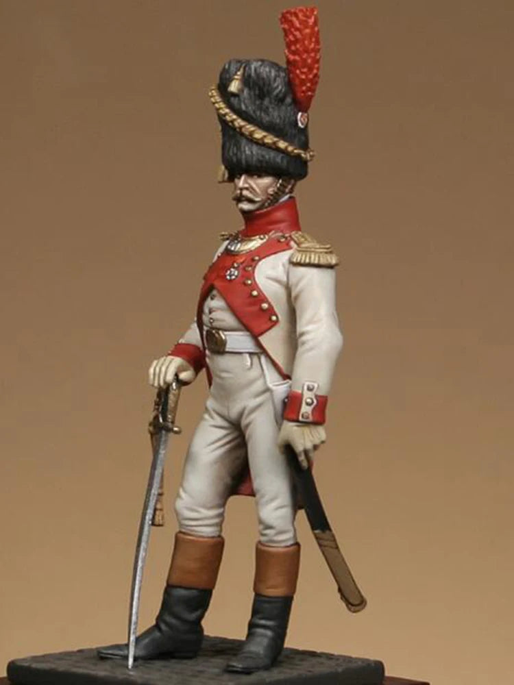 1/32 Napoleonic French Dragoon Officer with Red Plume, Resin Model Figure Kit, Unassembled and Unpainted