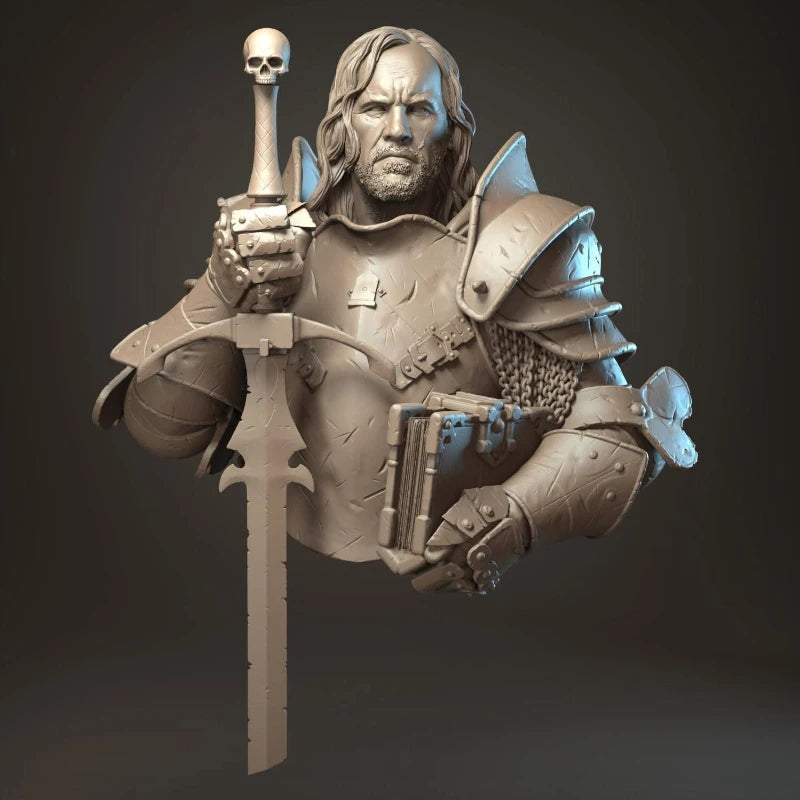 85mm Medieval Knight Warrior with Alternate Heads, 2 Figures, Resin Model Bust Kit, Unassembled and Unpainted