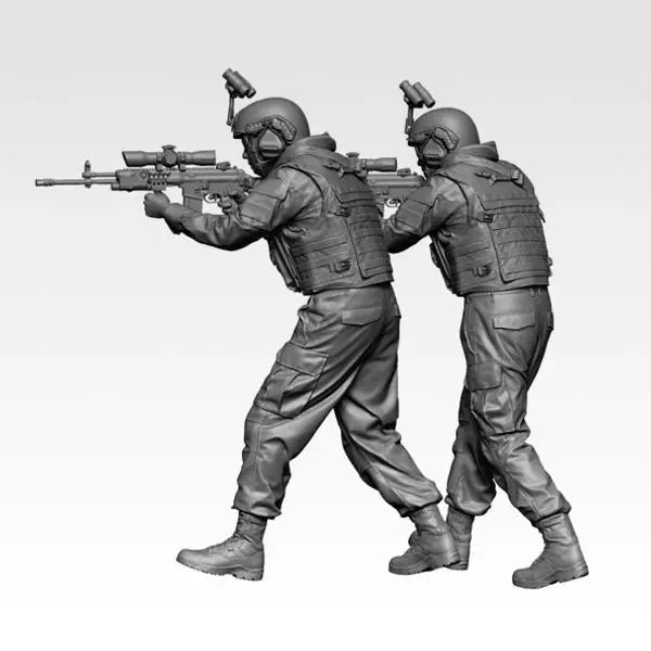 1/35 Modern Warfare Soldiers, 2 Figures, Resin Model Figure Kit, Unassembled and Unpainted