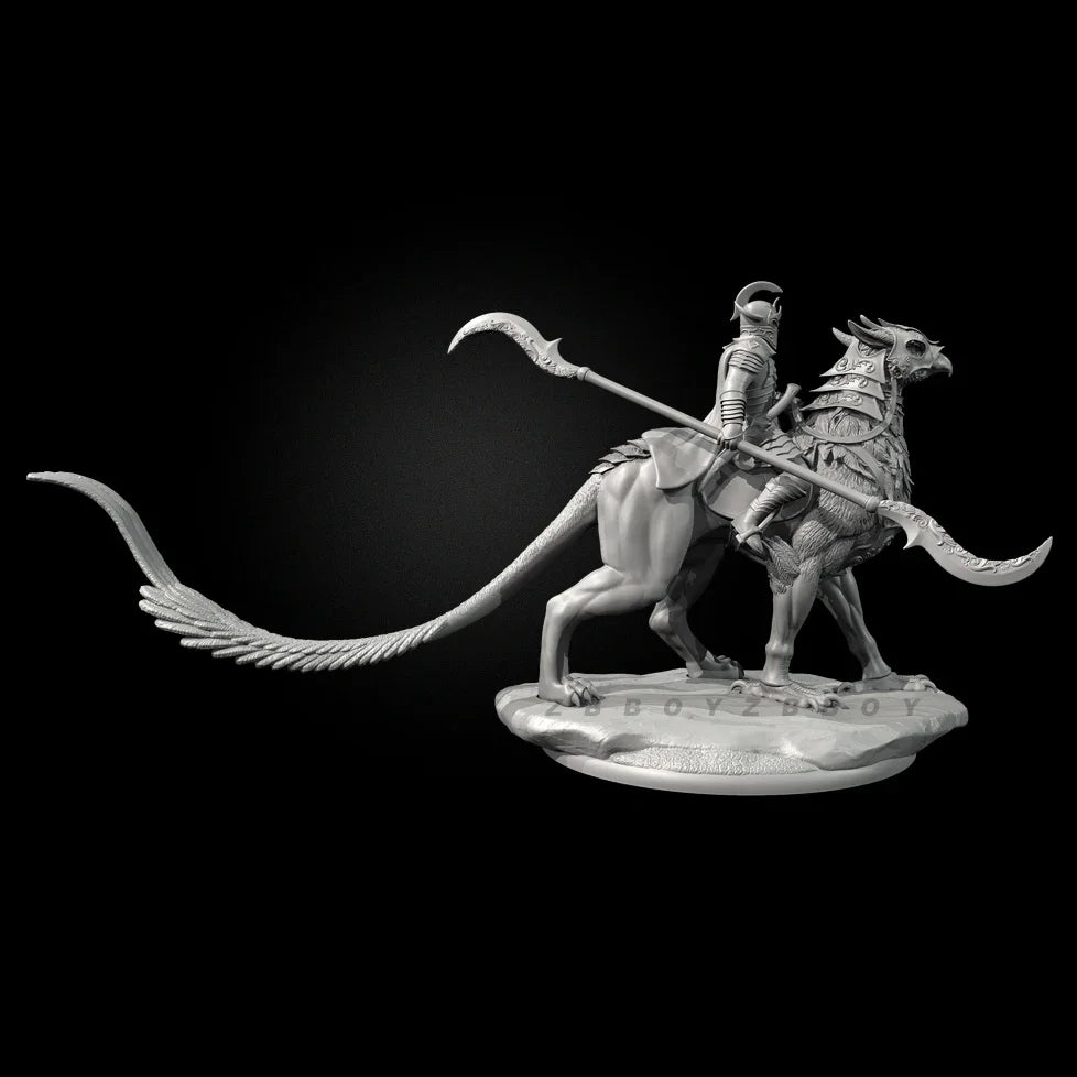 75mm Warrior on Fantasy Dragon, 5 Figures, Resin Model Figure Kit, Fantasy Theme, Unassembled and Unpainted