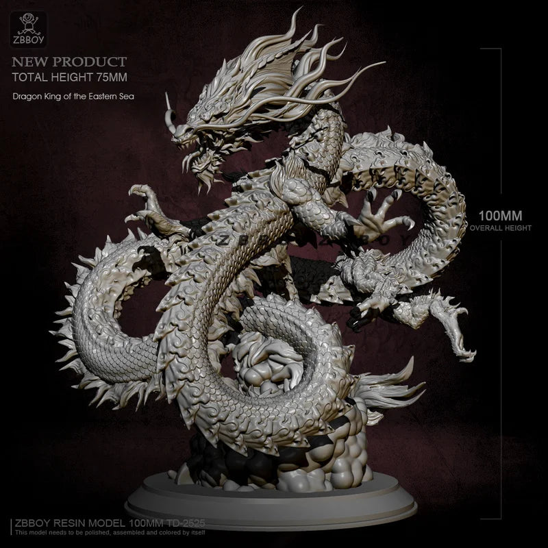 100mm Dragon King, Resin Model Figure Kit, Fantasy Theme, Unassembled and Unpainted