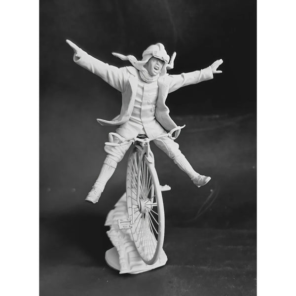 54mm WWII German Pilot on Motorcycle, Resin Model Figure Kit, Unassembled and Unpainted