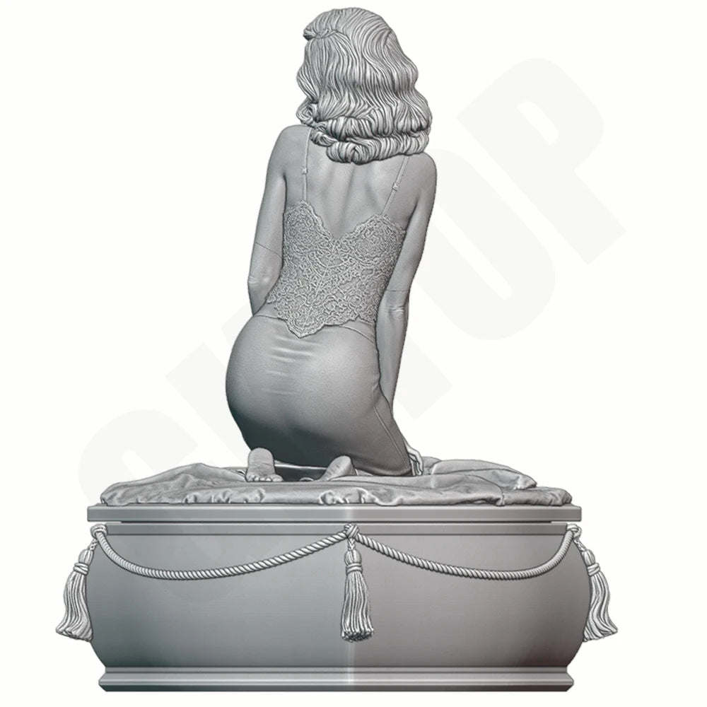 1/24 Vintage Woman on Pedestal, Resin Model Figure Kit, Unassembled and Unpainted