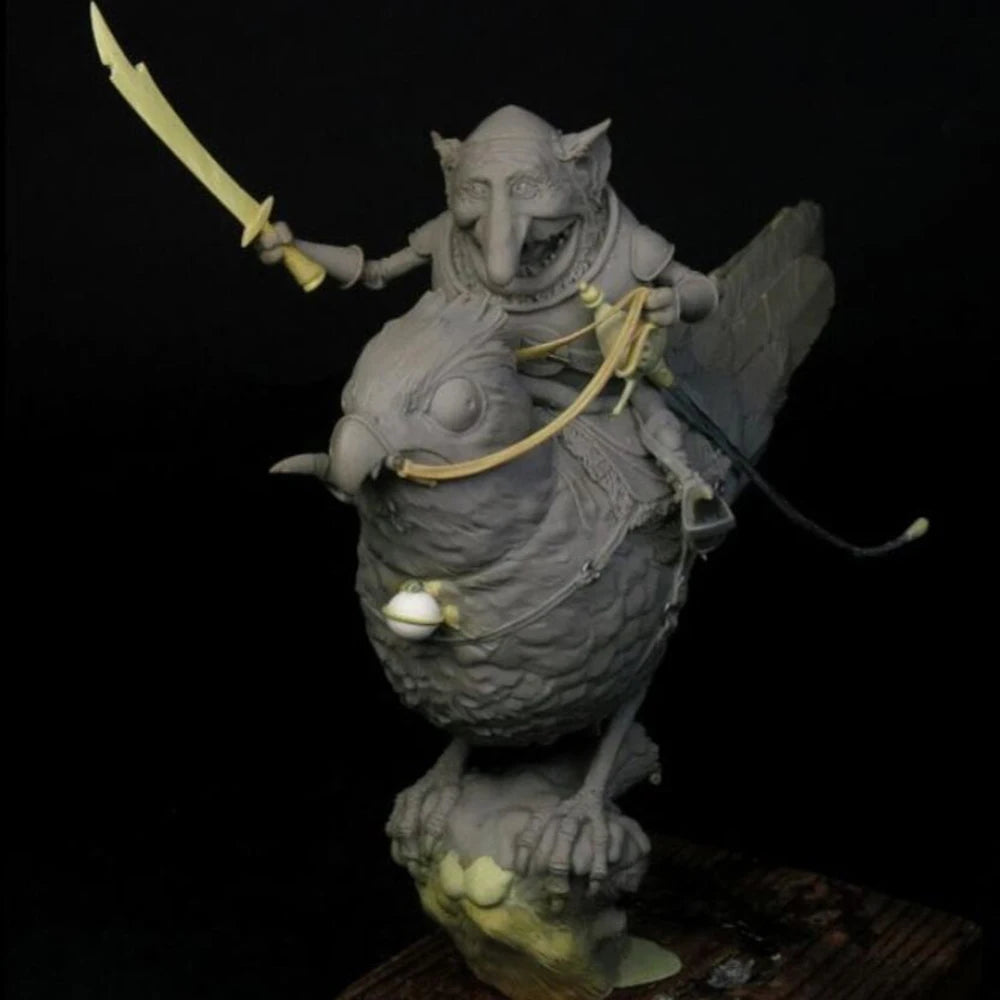1/32 Winged Demon Beast with Mounted Warrior, Resin Model Figure Kit, Fantasy Theme, Unassembled and Unpainted