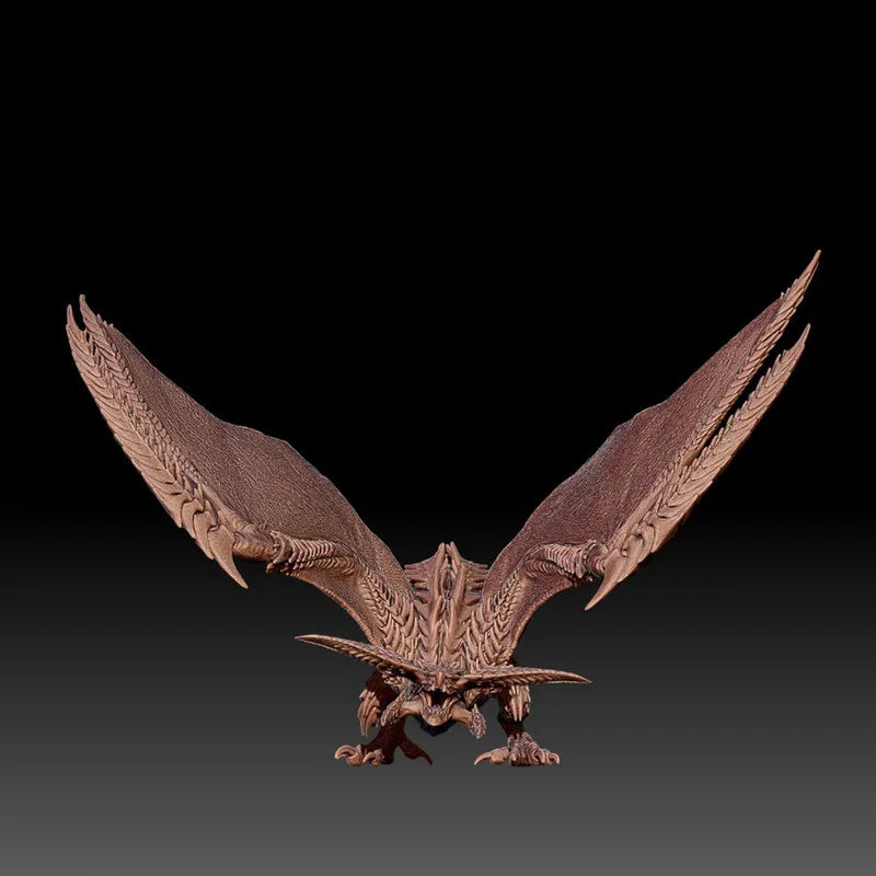 Horned Dragon with Ornate Feathered Wings, Resin Model Figure Kit, Fantasy Theme, Unassembled and Unpainted