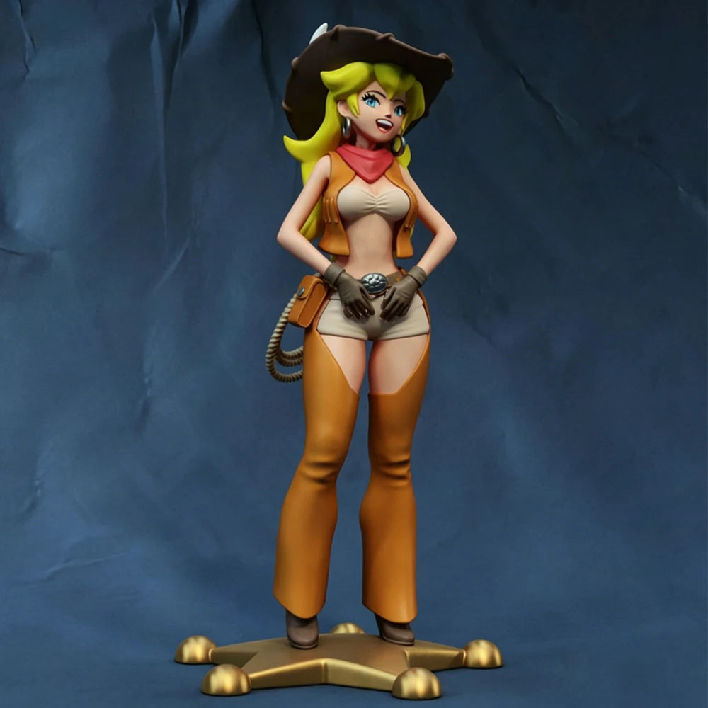 1/24 Blonde Cowgirl in Fringed Western Outfit, Resin Model Figure Kit, Unassembled and Unpainted