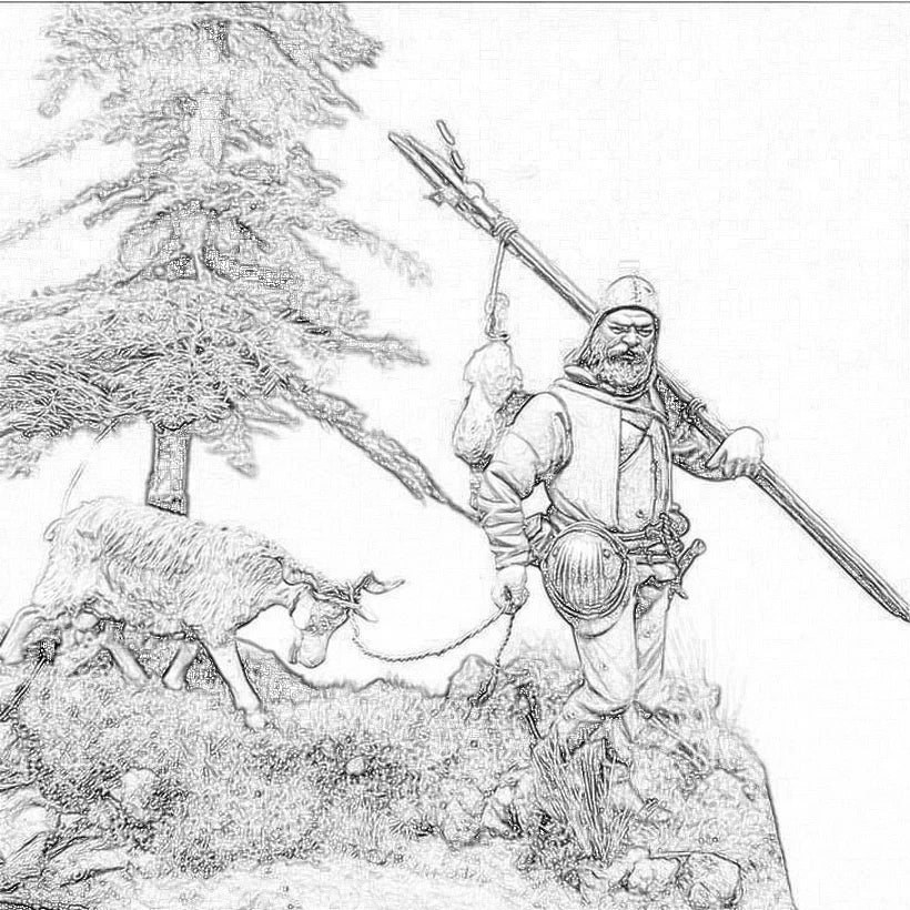 1/32 Medieval Hunting Party, 4 Figures, Resin Model Diorama Kit, Unassembled and Unpainted