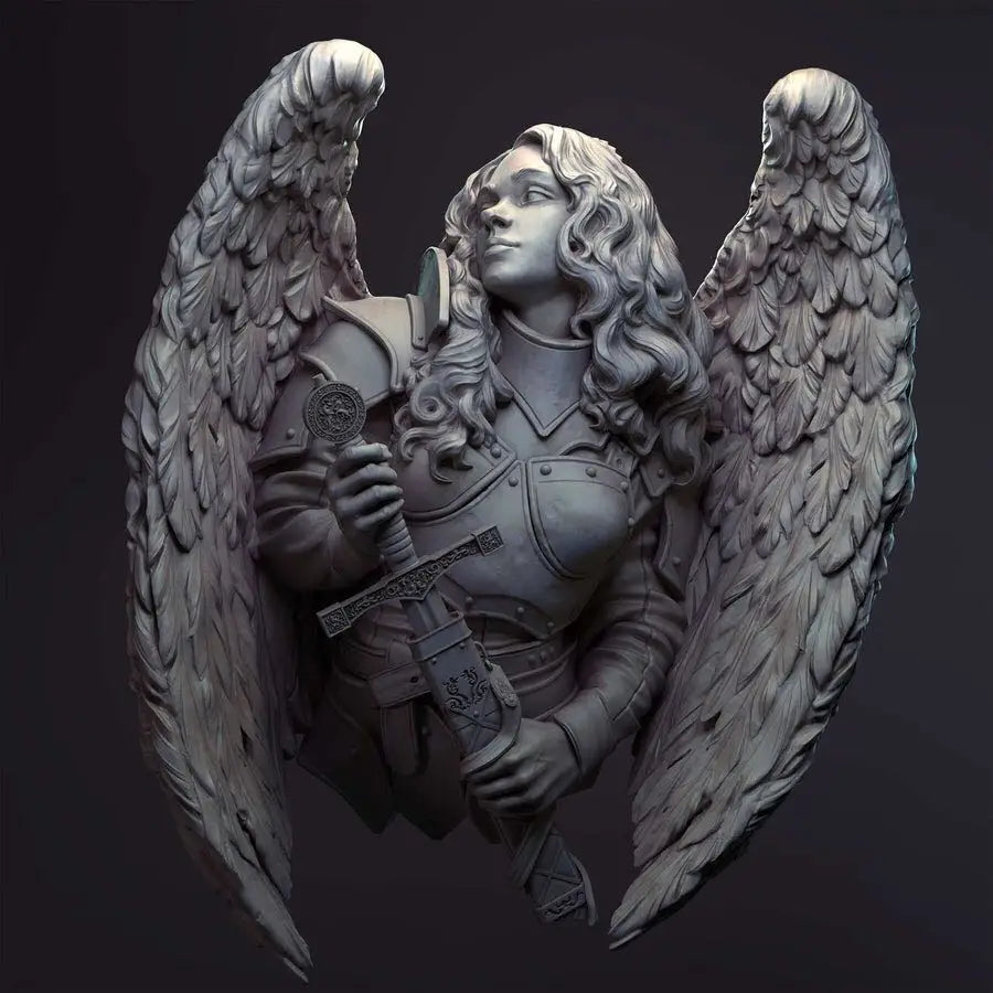 1/10 Angelic Warrior, Resin Model Bust Kit, Fantasy Theme, Unassembled and Unpainted