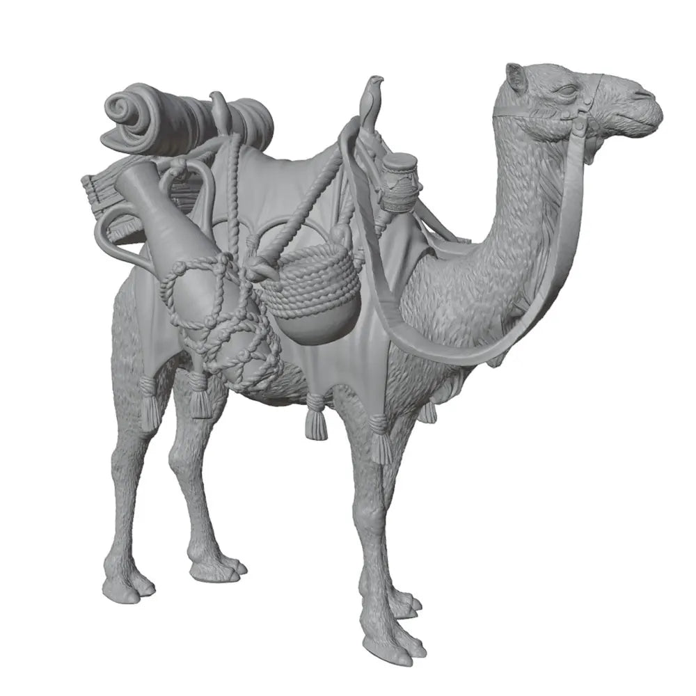 60mm Camel with Ornate Saddle, Resin Model Creature Kit, Wildlife Theme, Unassembled and Unpainted