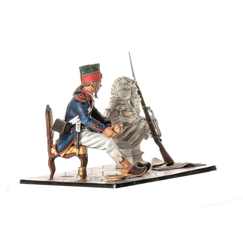 1/18 Napoleonic Cavalry Officer with Horse, Resin Model Figure Kit, Unassembled and Unpainted