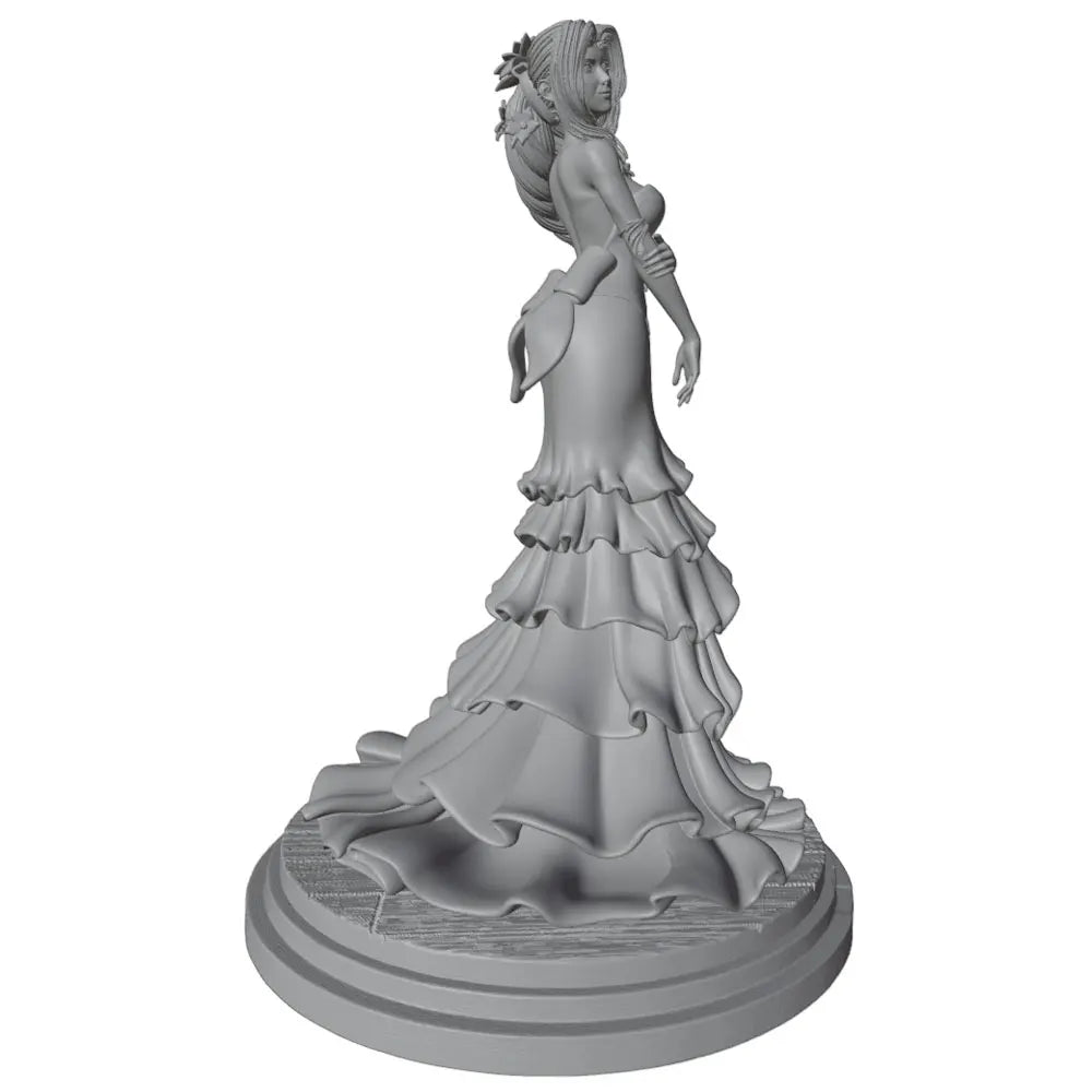 1/24 Woman in Ornate Tiered Gown Holding Creature, Resin Model Figure Kit, Unassembled and Unpainted