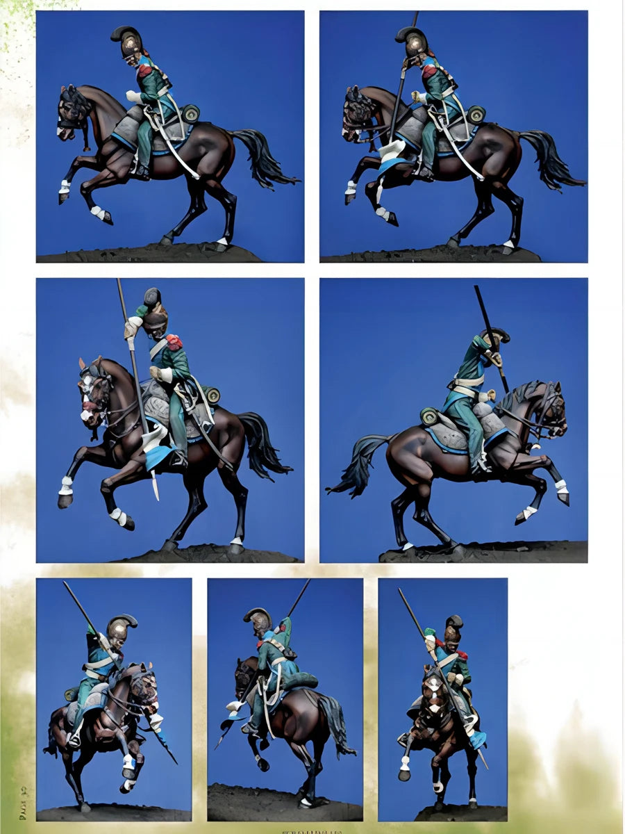 54mm Napoleonic Cavalry and Infantry, 10 Figures, Resin Model Figure Kit, Unassembled and Unpainted