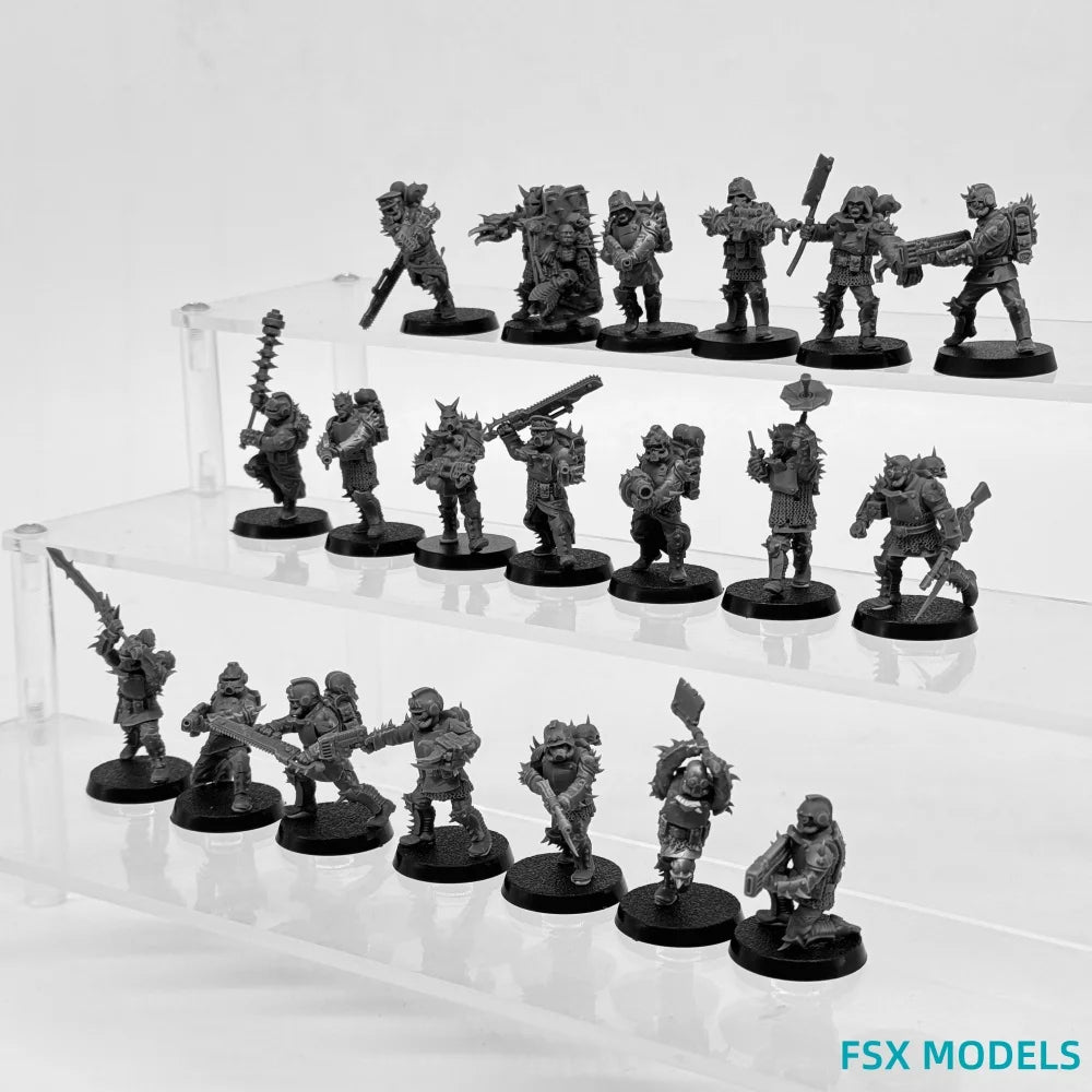 Grimdark Sci-Fi Military Infantry, 20 Figures, Resin Model Figure Kit, Sci-Fi Theme, Unassembled and Unpainted