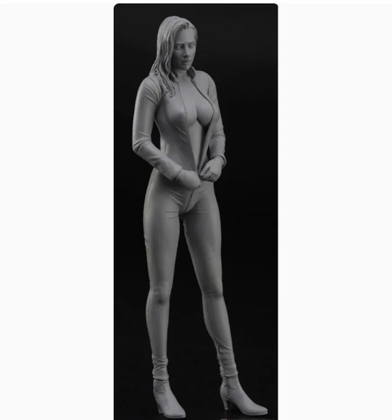 1/12 Blonde Woman in Red Zippered Bodysuit, Resin Model Figure Kit, Unassembled and Unpainted