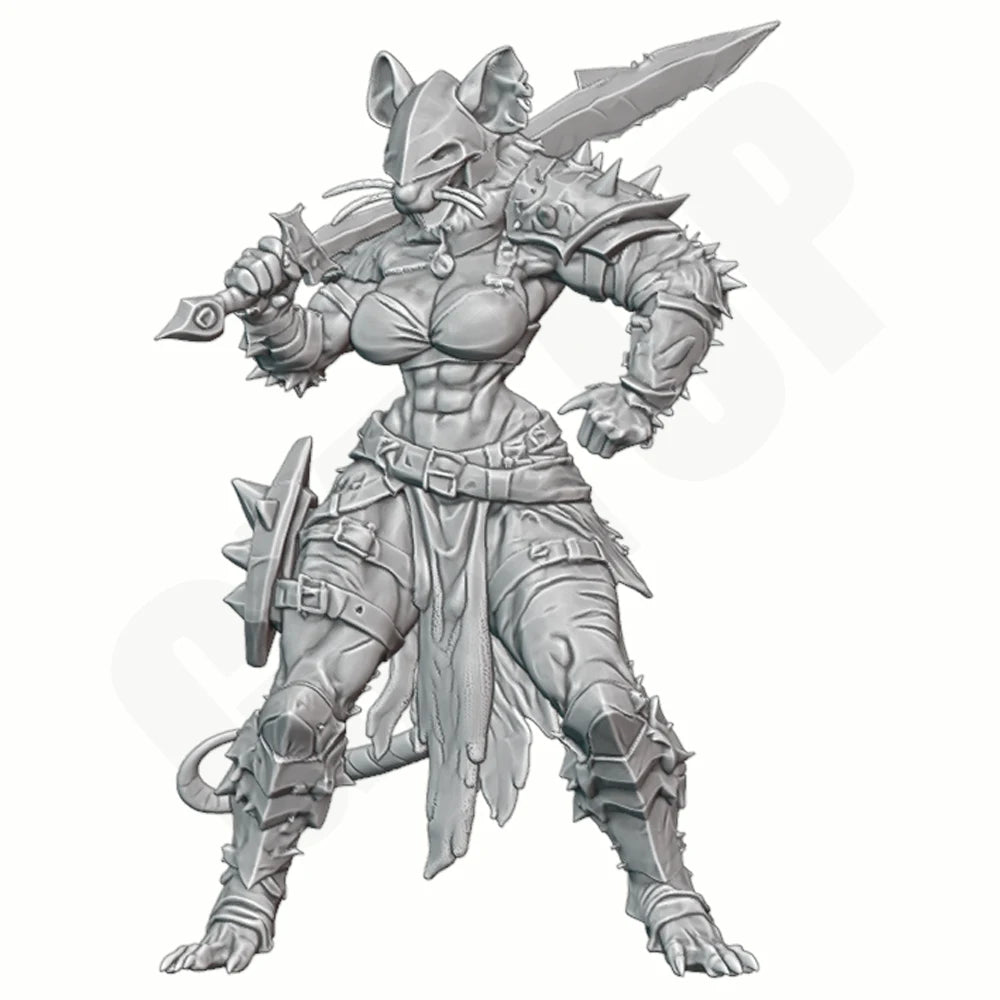1/24 Armored Rat Warrior, Resin Model Figure Kit, Fantasy Theme, Unassembled and Unpainted