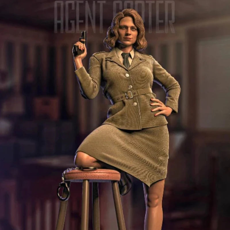 1/24 WWII Agent Carter, Resin Model Figure Kit, Unassembled and Unpainted