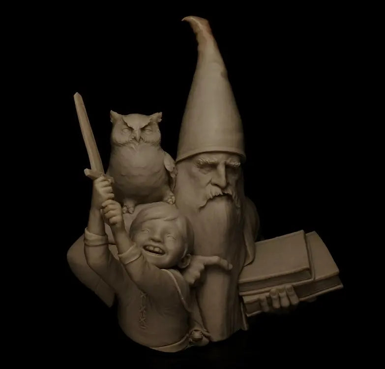 1/12 Wizard Gnome, 2 Figures, Resin Model Bust Kit, Fantasy Theme, Unassembled and Unpainted
