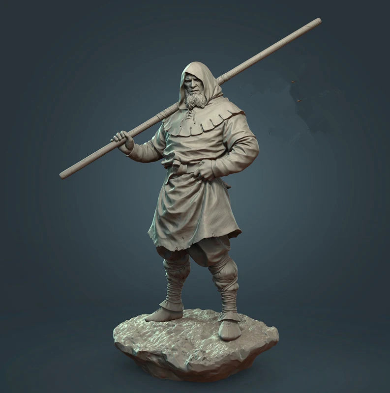 1/24 Medieval Scythian Warrior with Head Wrap and Spear, Resin Model Figure Kit, Unassembled and Unpainted