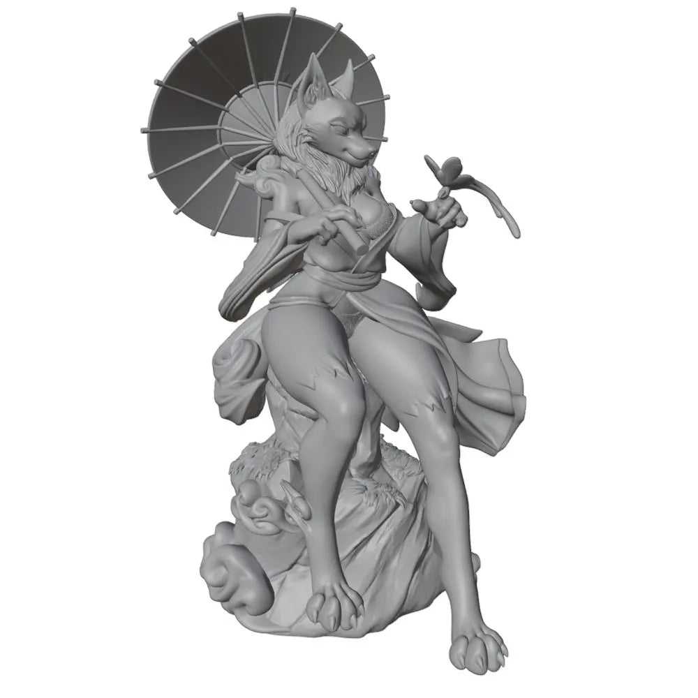 1/24 Female Character with Parasol, Resin Model Figure Kit, Anime Theme, Unassembled and Unpainted