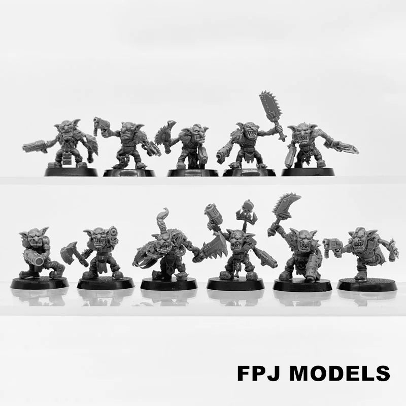 28mm Goblin Berserkers, 14 Figures, Resin Model Figure Kit, Fantasy Theme, Unassembled and Unpainted