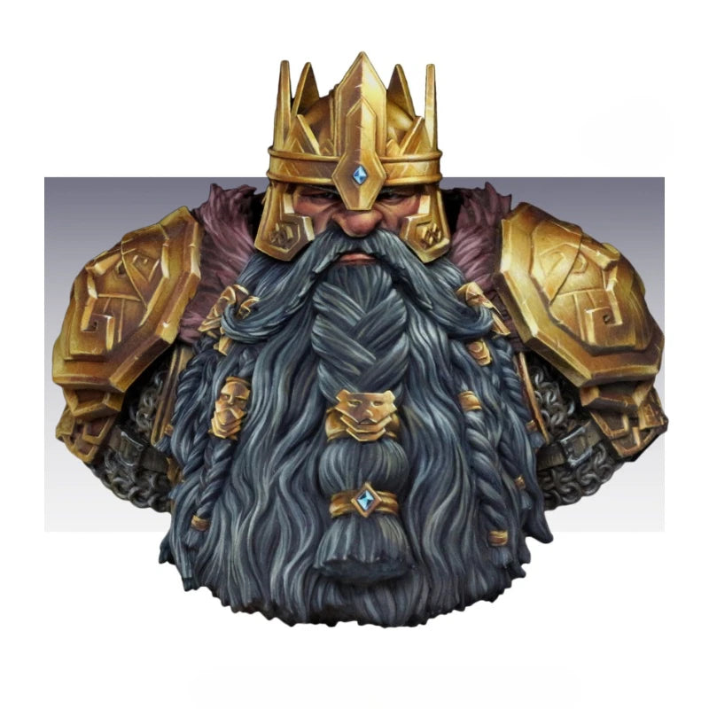 1/12 Medieval Dwarf King with Ornate Braided Beard, Resin Model Bust Kit, Unassembled and Unpainted