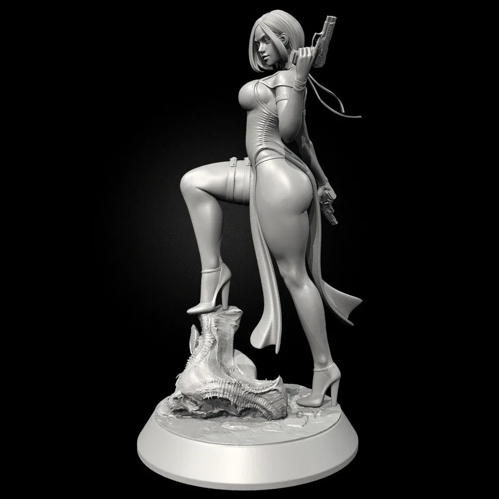 75mm Fantasy Warrior Pinup, Resin Model Figure Kit, Unassembled and Unpainted
