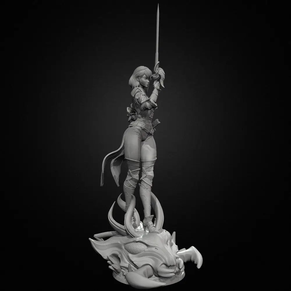 75mm Medieval Female Warrior, Resin Model Figure Kit, Unassembled and Unpainted