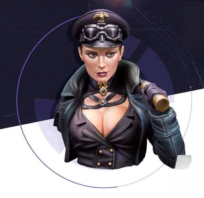 1/12 Female Steampunk Military Officer, Resin Model Bust Kit, Sci-Fi Theme, Unassembled and Unpainted