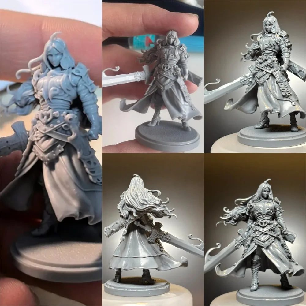 38mm Warrior with Dual Curved Swords in Ornate Robes, Resin Model Figure Kit, Fantasy Theme, Unassembled and Unpainted