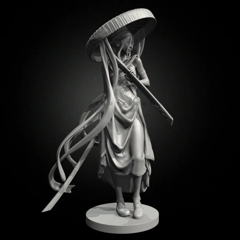 50mm Vietnamese-Inspired Swordmaster, Resin Model Figure Kit, Fantasy Theme, Unassembled and Unpainted