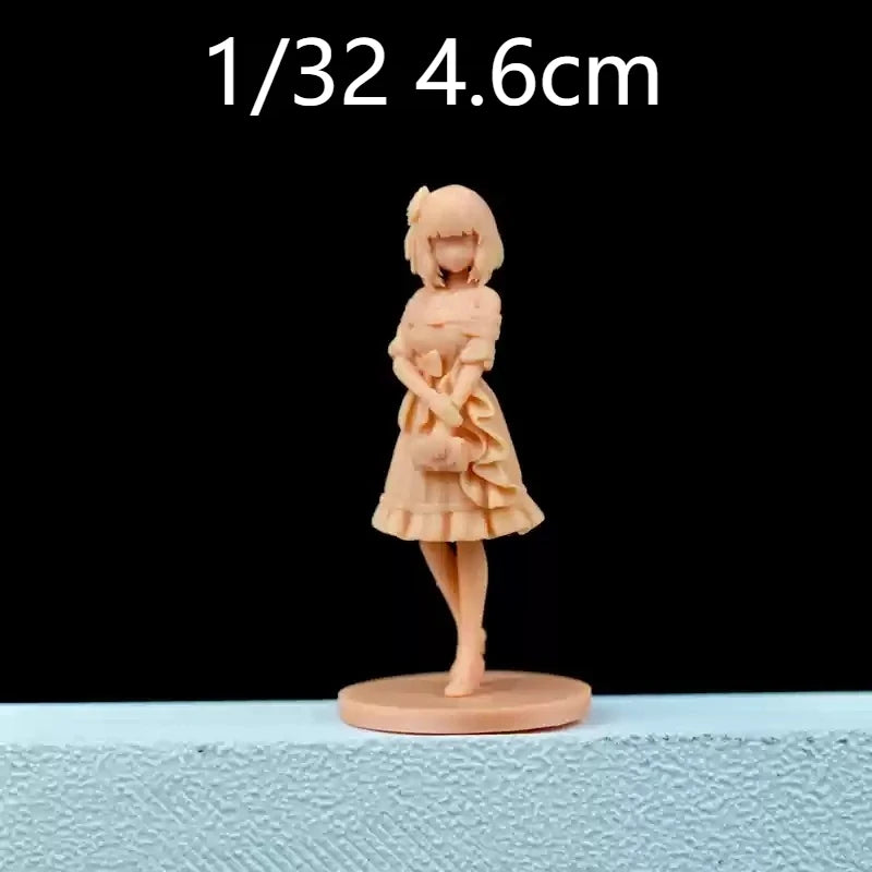 1/32 Girl in Casual Dress, Resin Model Figure Kit, Anime Theme, Unassembled and Unpainted