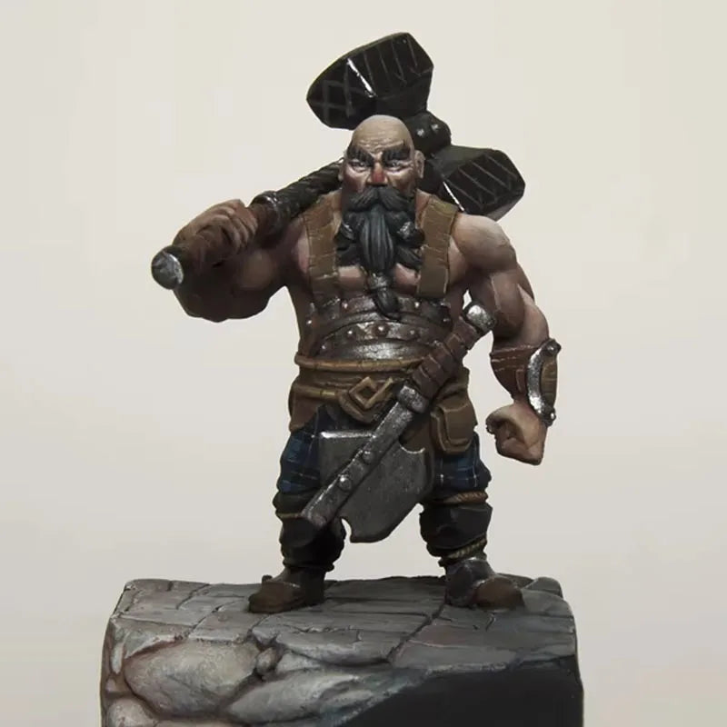 1/32 Dwarf Warriors with Ornate Gold Armor, Resin Model Figure Kit, Fantasy Theme, Unassembled and Unpainted