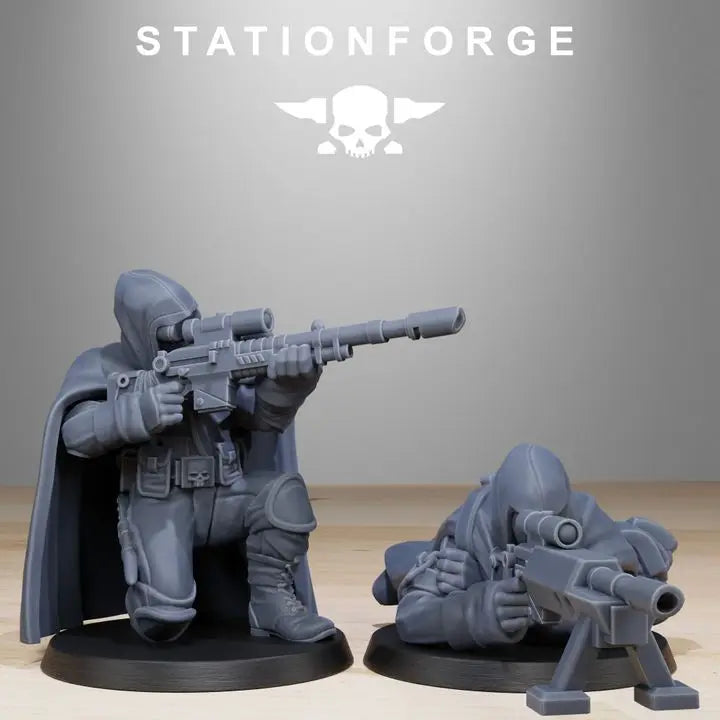 Snipers Squad, 8 Figures, Resin Model Figure Kit, Sci-Fi Theme, Unassembled and Unpainted