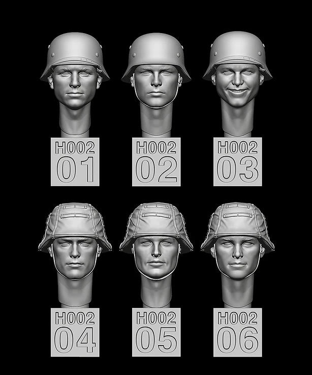 1/35 WWI German Soldier Heads, 6 Figures, Resin Model Figure Kit, Unassembled and Unpainted