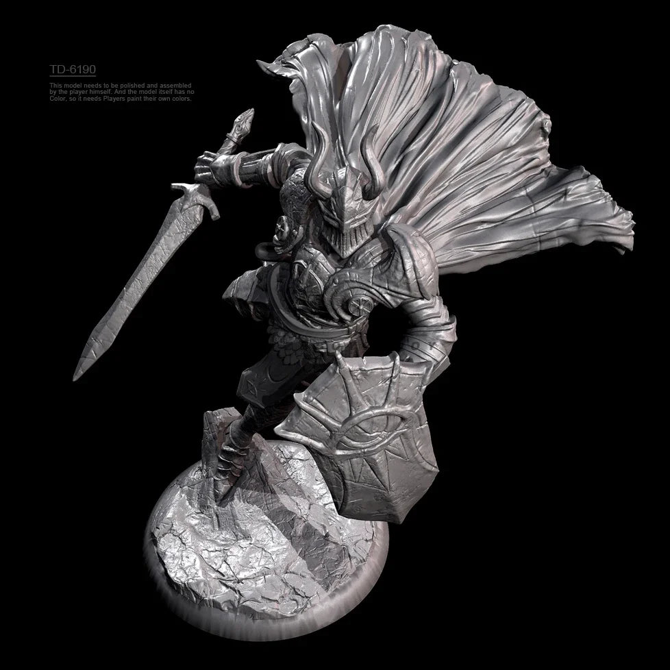 75mm Female Warrior with Flowing Hair and Ornate Armor, Resin Model Figure Kit, Fantasy Theme, Unassembled and Unpainted
