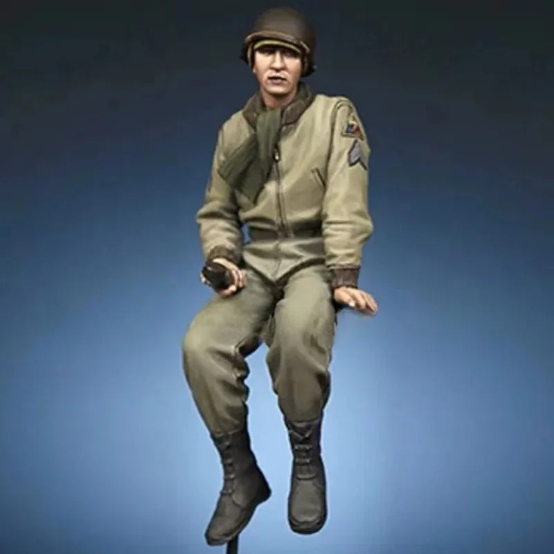 1/35 WWII US Army M4 Sherman Tank Crew, 3 Figures, Resin Model Figure Kit, Unassembled and Unpainted