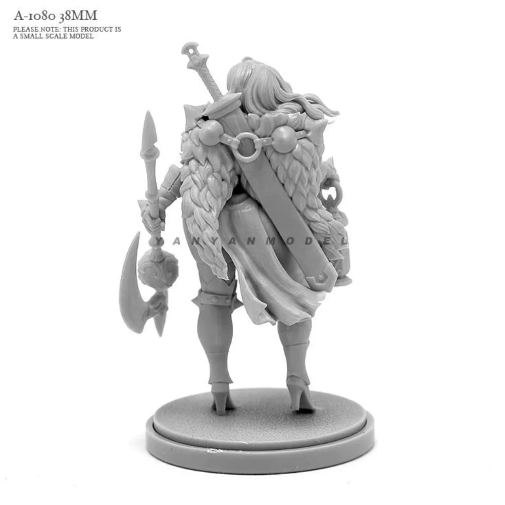 38mm Female Barbarian Warrior, Resin Model Figure Kit, Fantasy Theme, Unassembled and Unpainted