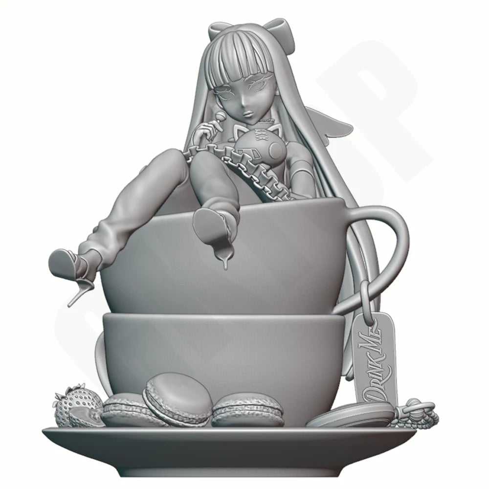 1/24 Cute Girl in Teacup, Resin Model Figure Kit, Anime Theme, Unassembled and Unpainted