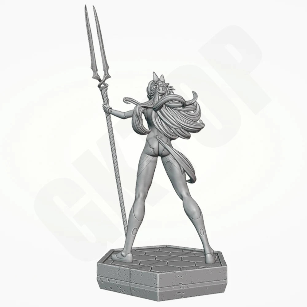 1/24 Red Demon Warrior with Staff, Resin Model Figure Kit, Fantasy Theme, Unassembled and Unpainted