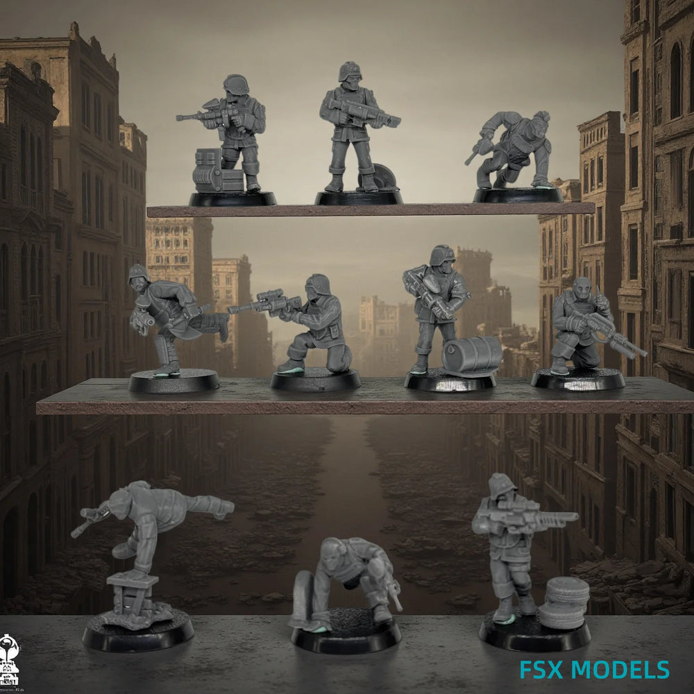 28mm Heavy Armored Sci-Fi Soldiers, 35 Figures, Resin Model Figure Kit, Sci-Fi Theme, Unassembled and Unpainted